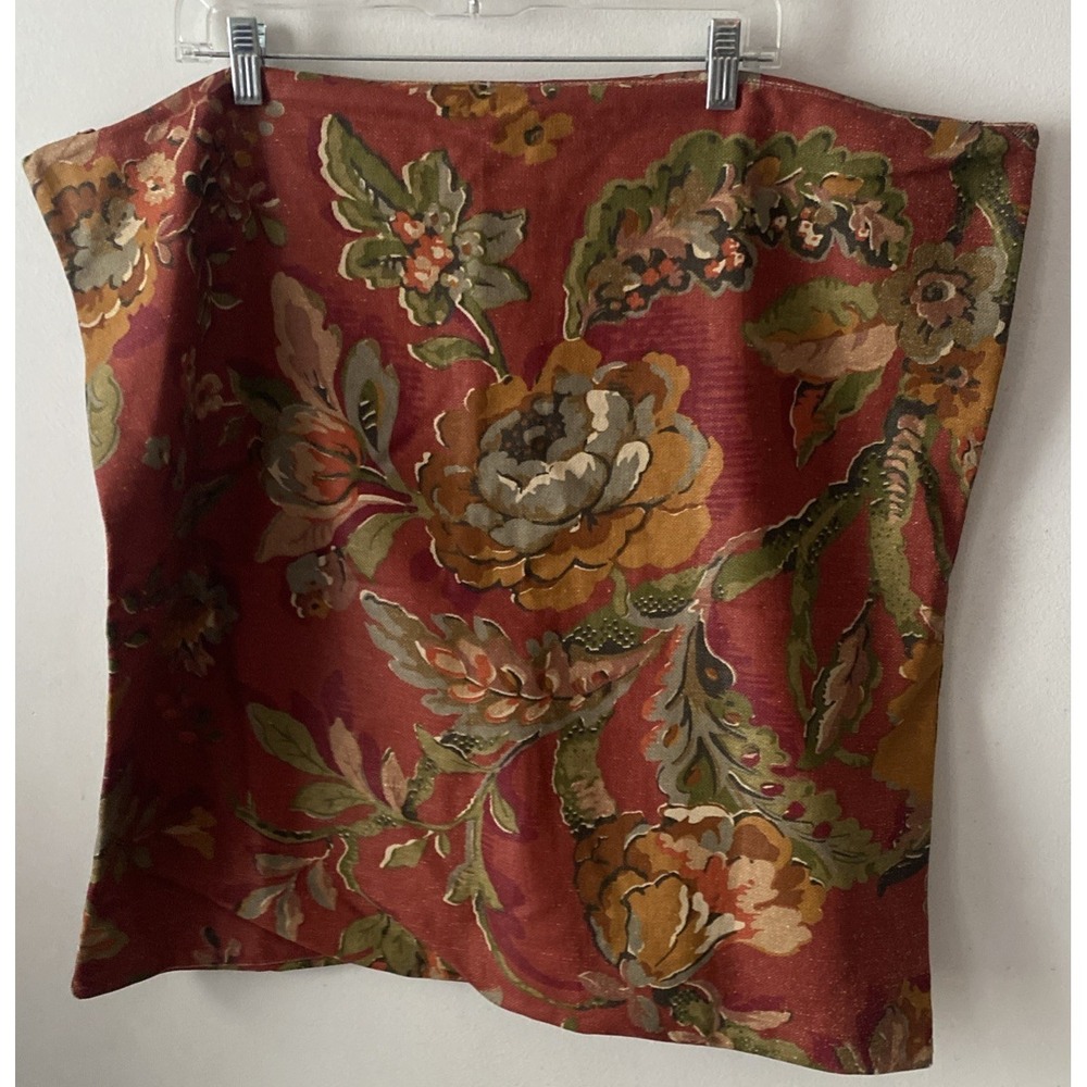 1  Pottery Barn Pillow Covers Vanessa Red Floral  24x24 Linen Blend